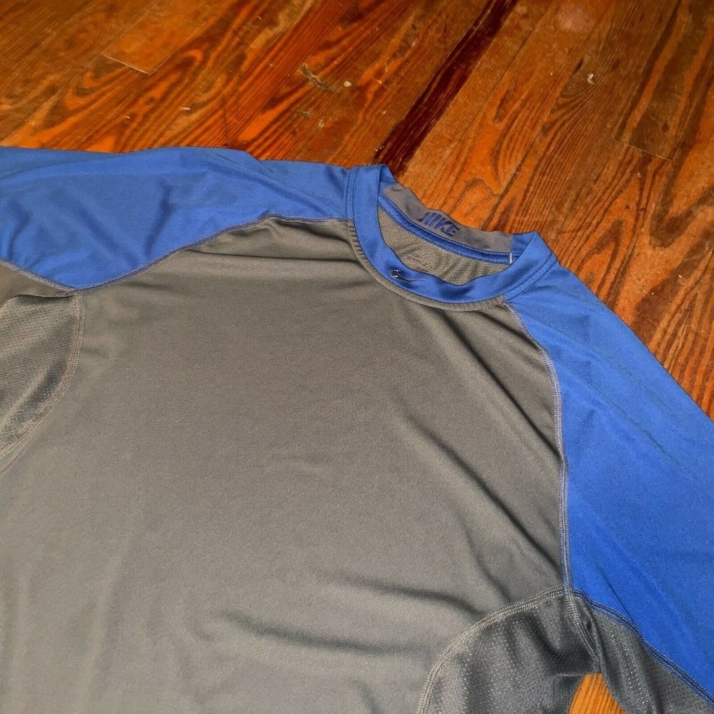 Nike Pro Combat Dri-Fit Blue Gray Middle Check Men's M Compression T Tee Shirt